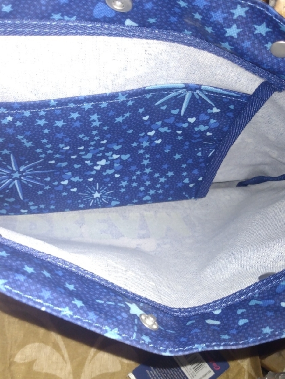 Cath Kidston Navy Star Print Tote with Tan Handles and Green 'DREAM' - Picture 4 of 7